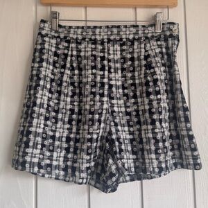 Vintage Paris Blues Plaid Floral High Waisted Shorts